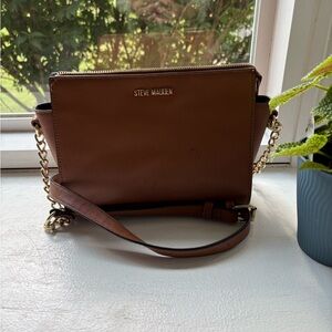 Steve Madden Brown Leather Crossbody Bag with Adjustable Strap